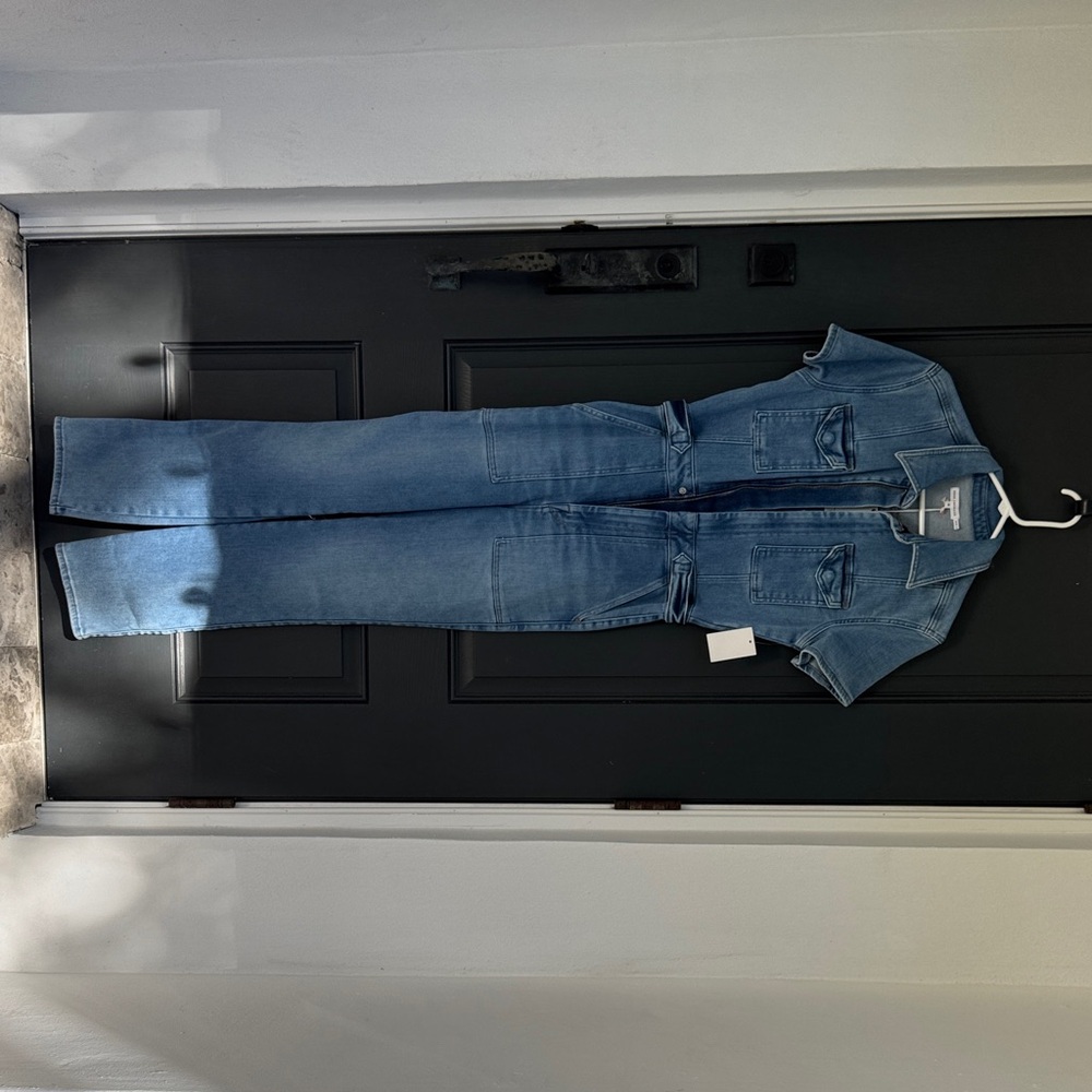 Good American Light Blue Denim Overalls